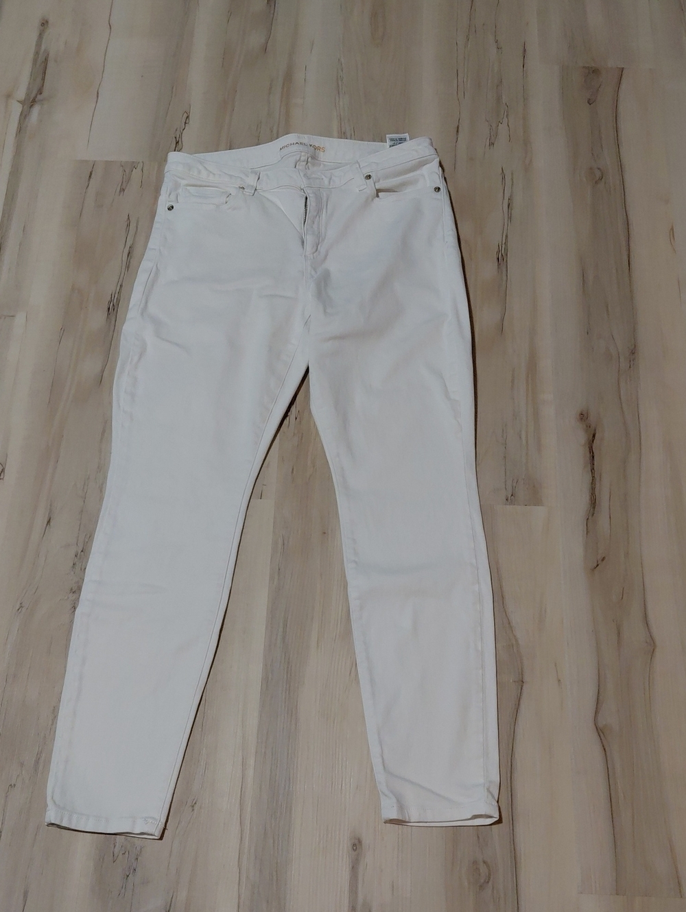 Michael Kors White Jeans with Gold Logo